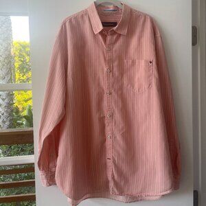 Tommy Bahama Long-sleeve Button-down shirt in Salmon Pink, Vertical Stripes, XL‎